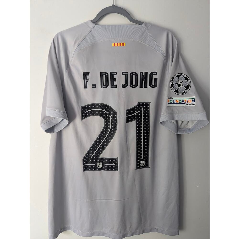 Barcelona De Jong 2022/23 Third Jersey XL UCL Fully Patched